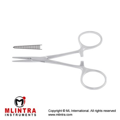 Hartmann Haemostatic Forcep Straight - 1 x 2 Teeth Stainless Steel, 10 cm - 4"